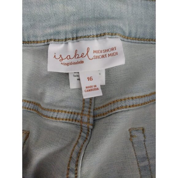 Isabel Women's Light Blue Denim Maternity Short with Elastic Waist, Size 16. - Picture 3 of 9